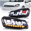 VLAND - Fari di Ricambio per Golf 6 MK6 TSI 2008-2013 [Non Adatto a GTI/R/TDI] Set di Fari Anteriori, Con Indicatore Sequenziale (Demon Eyes)