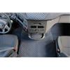 Generic Tappetini per camion + tappetino per cruscotto con guida a sinistra progettati per adattarsi a DAF XF 106 2012-2020 EURO 6 AUTOMAT NERO con fili blu in ecopelle
