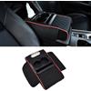 JSCARLIFE Bracciolo per console centrale auto, in pelle PU, cuscino per bracciolo in memory foam, con portabicchieri, scatola portaoggetti, universale, per la maggior parte delle auto (nero)