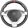 PEYNIR Coprivolante per auto in pelle nera cucito a mano, per Alfa Romeo Giulietta/MiTo Coprivolante traspirante fai da te