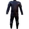 BI ESSE Tuta da MOTO per adulto in pelle e tessuto, divisibile in 2 pezzi giacca e pantalone, regolabile, completa di protezioni CE (Nero, 4XL)