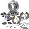 BESTPRICE Set freni incl. dischi freno anteriori Ø 240 mm + pastiglie freno anteriori ventilate e ganasce freno posteriori + cilindretti freno ruota, compatibile con OPEL CORSA C (X01)