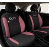 Auto Accessori Lupex | Coprisedili Auto Compatibili con 500X 2014-2023, Set 12 Pezzi, Made in Italy, Tessuto Policotone, Fodere Protezioni Sedili Anteriore e Posteriore (Nero/Rosa)