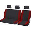 Auto Accessori Lupex - Coprisedili anteriori specifico per furgoni 3 posti universali, set copri sedili anteriori 2+1 doppio e singolo, Made In Italy (Nero - Rosso, Cintura Bassa)