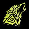 ERREINGE Sticker LUPO TRIBALE GIALLO FLUO DX Adesivo prespaziato in PVC per Decalcomania Parete Murale Auto Moto Casco Camper Laptop - cm 30