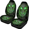 Coloranimal Set di 2 Coprisedili per Auto con Teschio Verde, Coprisedile Anteriore Auto con Motivo Scheletro Accessorio di Protezione