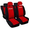 Auto Accessori Lupex - Coprisedili Auto Compatibili per Panda Seconda 169 e Terza 319 serie, Rosso Nero, Made In Italy, fodere protezione sedili anteriori e posteriori, 50 e 50, poliestere