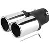 Akozon scarico doppio auto universale + Punta del silenziatore di scarico in acciaio inossidabile universale per auto modificato doppio tubo di scarico silenziatore posteriore punta coda gola