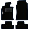 QUEMAR Tappetini Auto compatibili con MINI R50 R52 Cabrio R53 2001-2007/ Kit Tappeti Moquette e Gomma su Misura (Set 2 Anteriori+2 Poster.)/ Ricami e Colori Personalizzati (Bordo Blu, 1 Ricamo)