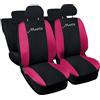 Auto Accessori Lupex - Coprisedili auto compatibili per Matiz, nero fucsia, Made in Italy, tessuto poliestere, set copri sedili completi, con ricamo nome modello