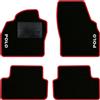 QUEMAR Tappetini Auto per Polo VI dal 2017, Bordo Rosso, 2 ricami | AW1 - AE1 / Kit Tappeti Moquette e Gomma su Misura / Set 2 Anteriori + 2 Posteriori / Ricami e Colori Personalizzati