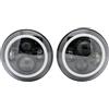 WIJHJET Fari Anteriori Fari Anteriori Angel Eye LED DRL 7 Pollici Auto Classiche Per Mini Per Austin Per Rover Per BMW(2Piece black Headlight)