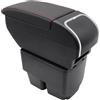 KAERGK Scatola Bracciolo Per Fiesta Console Centrale Immagazzinaggio Doppio Strato Portabicchieri Nero (Nero con Linea Rossa)