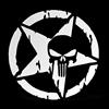 ERREINGE Sticker TESCHIO STELLA MILITARE ARMY BIANCO Adesivo prespaziato in PVC per Decalcomania Parete Murale Auto Moto Casco Camper Laptop - cm 30