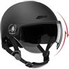 Sucritude Casco Monopattino Elettrico Adulti, Casco Motociclista, Mezzo Casco Vintage Con Visiera, Casco Scooter All Seasons Con Visiera, Casco Da Moto Per Uomo E Donna Per Cruiser, Vintage Per Adulti