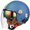VVPEC Bluetooth Moto 3/4 Casco Auricolare E Microfono Integrati Con Doppia Visiera Certificazione ECE Casco Jet Jet Per Adulti Uomini Donne - Mezze Caschi Moto Stile Vintage(Color:11,Size:L(59~60CM))