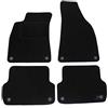 J&J AUTOMOTIVE Tappetini in Tessuto per Audi A4 B6 / B7 2000-2008, Set da 4 Pezzi Anteriori e Posteriori, di Velluto su Misura, Antiscivolo, Colore Nero