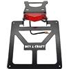Generico Portatarga Pieghevole Beta RR 2021 2022 2023 2024 2025 Moto Motard Enduro Targa 125 cc (Verniciatura Nera Con Faretto Rosso)