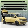 Auto-Dress AutoDress® - Set di strisce adesive laterali per VW T4, T5 e T6, colore a scelta, motivo: Mountain Silhouette Racing (nero lucido, corto)