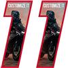 labelbike - 2 Adesivi Moto Numeri Personalizzati - altezza numero 13 cm numero Custom '1'