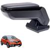 RATI ARMSTER S Bracciolo adatto per RENAULT CAPTUR 2013-2017 /CLIO 2013-2019 [nero,pelle vegana] Bracciolo centrale retrofittabile con vano portaoggetti