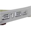 HolaDemo Emblema 316D per auto con numero di lettere, adesivo con zincatura, stile 3D, adatto per BMW 316d Car Model Argento