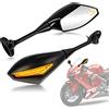 PSLER Specchietti Retrovisori Con Luce di Svolta a LED per La Maggior Parte Delle Moto Sportive(Nero Opaco)