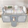 HUOLE Box Bambini, Recinto per Bambini, Box Neonato, Recinto Neonato con Rete Traspirante, Tessuto 210D Oxford, con Giochi che Include 50 Palline, 180 * 120 * 66 cm - Grigio scuro