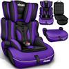 KIDUKU Seggiolino auto con coprisedile, cresce con il bambino, sedile, universale, approvato con la normativa ECE R129/03, 9-36 kg (1-12 anni), gruppo 1+2+3 (Noir/Viola)