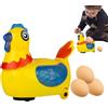 Geonoy Gallina che depone le uova, Gallina elettrica che depone le uova, Giocattolo Creativo di Pollo con Ruote universali, Giocattoli educativi da Passeggio Ornamenti