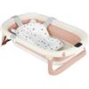 Belfoyer Vaschetta Bagnetto Neonato Pieghevole con Cuscino Morbido - Vasca Bagnetto Ergonomica Antiscivolo Portatile per Bambini Fino a 36 Mesi（Rosa）