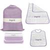 Tex family Set Asilo 4 Pezzi Personalizzato - Cotone Made in Italy - Sacco, Bavaglino, Asciugamano e Bustina con Ricamo Nome - Lilla