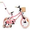 sun baby Bicicletta Bambini 16 Pollici LOOFI, Bambina 4-6 Anni, Max 50 kg - leggero 6,9 kg, telaio in alluminio, con sedile per bambole, rotelle, cestino, campanello, adesivi - Rosa