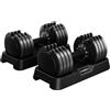 Yaheetech 5-in-1 Manubrio Regolabile da 5 kg a 25 kg, Set di Manubri Regolabili in 1 Secondo per Allenamento Fitness Palestra Casa Ufficio Nero