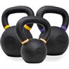 Strength Shop Kettlebell palestra in ghisa con manico ergonomico (4kg-64kg), kettlebell crossfit resistente & durevole con rivestimento nero e marcatura colorata, ideale per total body.
