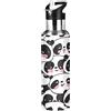 Mnsruu Panda Simpatico Animale Nero Bianco Borraccia Termica con Cannuccia Sportiva, Bottiglia Acqua in Acciaio Inox Isolato 600ML Senza BPA per Bevande Calde e Fredde per Bambini Scuola