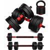 unycos - Manubri Regolabili con Dischi 10-40 kg【E-Book con 50 Esercizi】Coppia di Pesi con Barra di Collegamento Antiscivolo per Allenamento, Palestra in Casa, Fitness (Red/Orange Transformer)