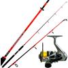 Kolpo combo pesca dalla barca trainetta bolentino con canna 1.5 mt azione 150 gr + mulinello con filo da pesca