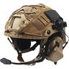 AQzxdc Set Casco Veloce, Equipaggiamento Protettivo in Stile Militare con Auricolare Tattico e Copertura per Casco, per La Caccia All'aperto di Paintball Airsoft,Nero,M