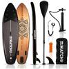 Matchu - Sup Gonfiabile - Tavola Sup Gonfiabile - Set completo - T/M 150 KG caricabile - 320x81x15 CM - Antiscivolo - Pedana morbida (Legno/Mandala - Nero)