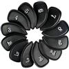Andux 12pezzo pelle sintetico coprimazza golf Ferri Coprimazze con numero su entrambi i lati MT/PU nero