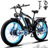 QIKAITU Bicicletta Elettrica Adulto, 26'' ×4.0'' Fat Tire Bici Elettrica, 21 Velocità Bicicletta Elettrica da 48V 23Ah Batteria Rimovibile, 25km/h & Autonomia di 120-140km E-bike (Blue)