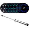 Fitness Discount Set Bumper con Bilanciere Olimpico 220 cm | Kit Bumper coppie 5 e 20 kg, quattro dischi da 10 kg foro 50 mm