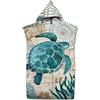 FANSU Poncho Surf con Cappuccio Asciugamano, Cambiarsi con Microfibra Accappatoio Telo da Bagno Assorbente per Mare Spiaggia,Nuoto,Adulto Uomini & Donne e Bambini (75x110cm,Tartaruga Marina)