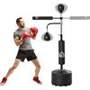 DecHome - Sacco Boxe da Terra 3 in 1 con 2 Speedball, Barra Girevole e Sacco Altezza Regolabile da 160-230 cm, Nero