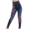 HXSZWJJ XBECO Adatti A Donne Sexy Leggings con Stampa Floreale Pantaloni della Matita Leggins Plus Size Casuale Vita Alta Faux Denim Leggings Bottoms Buona Elasticità