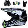 Hfnnhl Casco Motocross Integrale Gioventù Bambini, MTB BMX Downhill Quad Bike Enduro Casco con Occhiali Maschera Guanti, Adulto Unisex MTB Moto Casco ATV(Color:Blue,Size:XL(58~59cm))