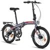 Licorne Bike Phoenix 20 Pollici - Bicicletta pieghevole in alluminio, con freno a disco, per uomo e donna, cambio a 7 velocità, bicicletta da città pieghevole, telaio