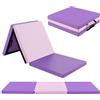 KOMFOTTEU Tappetino da Ginnastica Pieghevole, Spessore 3,8 cm, Tappetino Sportivo Fitness, Imbottitura in Cotone con Perline EPE, Tappetino da Palestra Spesso, 180 x 60cm (Viola+ Rosa Pallido)