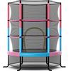 COSTWAY Trampolino Elastico Bambino in Acciaio, Tappeto Elastico Bambini da Esterno e da Interno, con Rete e Cusicnetti Antiscivolo (Rosa e blu,165 x 165 cm)